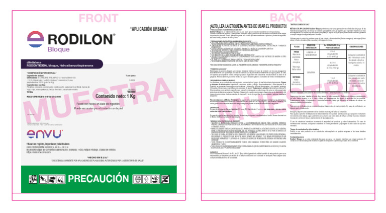 Rodilon Bloque 1kg (Etiqueta) | PDF | Residuos | Pesticida