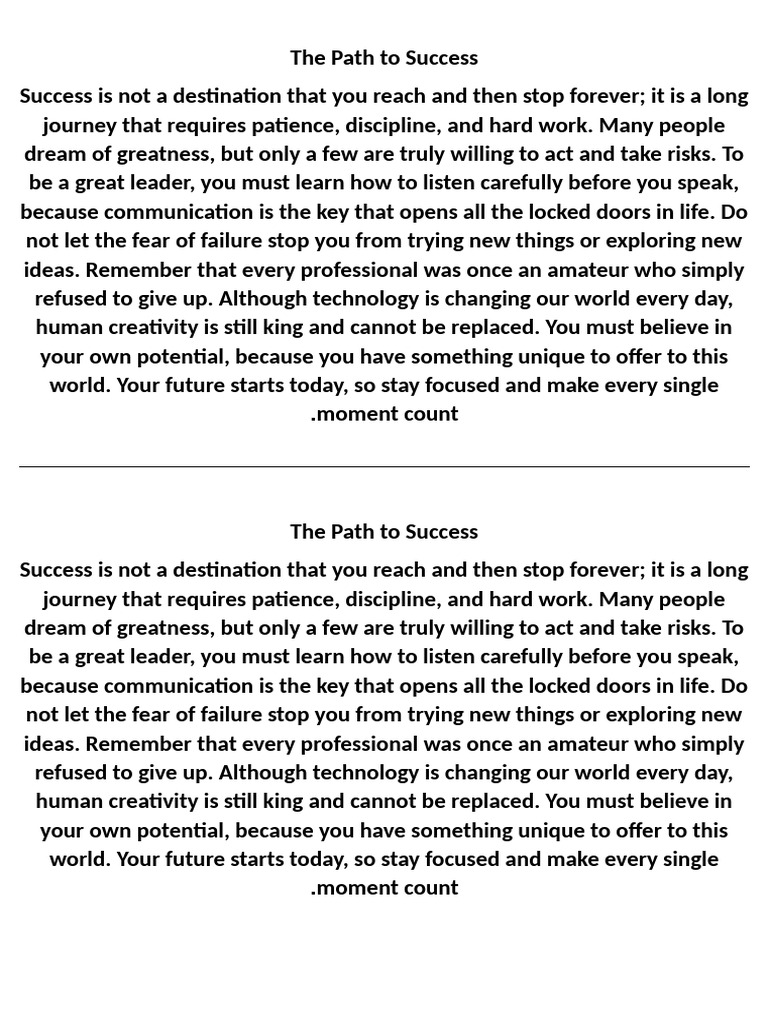 The Path to Success | PDF