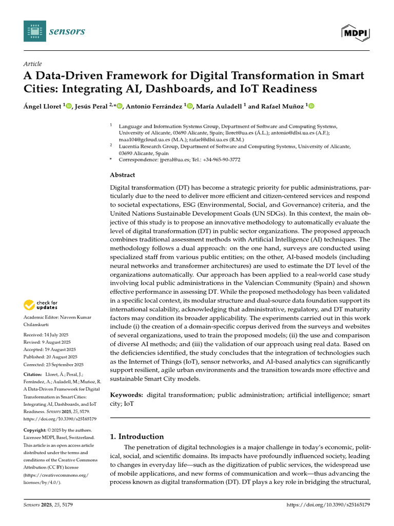 A DataDriven Framework for Digital Transformation in Smart Cities ...