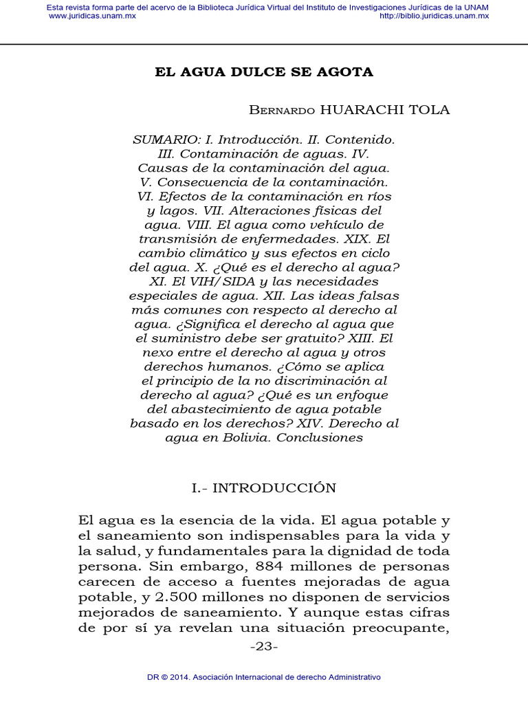 agua dulce | PDF | La contaminación del agua | Agua