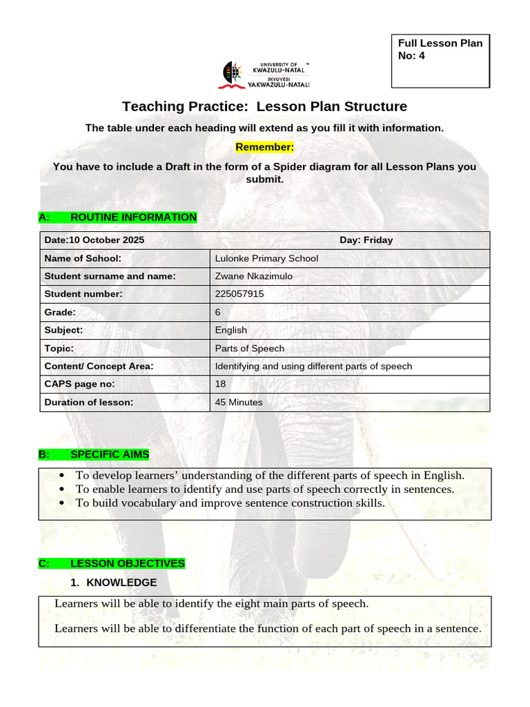 2nd Lesson Plan for October | PDF | Part Of Speech | Adverb
