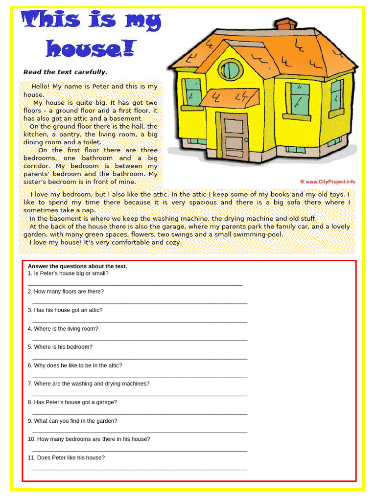 This is My House Reading Comprehension Exercises 4833 | PDF