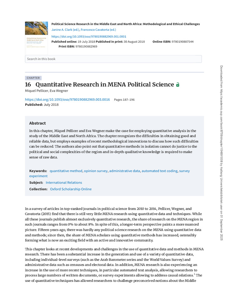 Quantitative Research in MENA Political Science | PDF | Experiment | Data