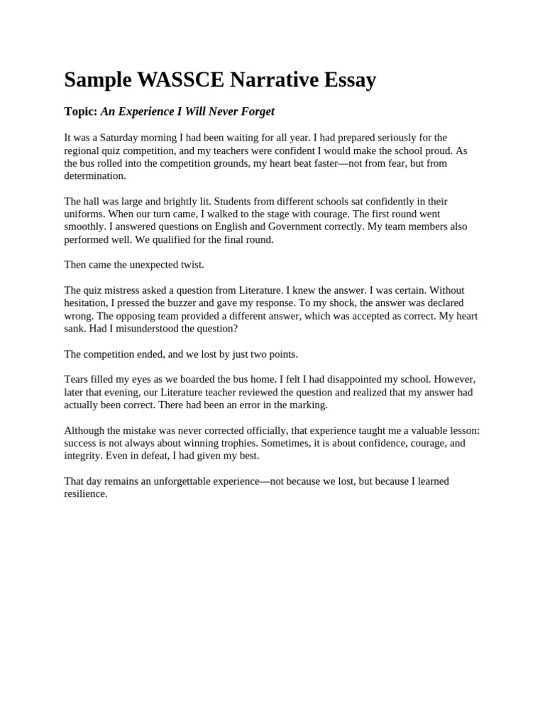 Sample WASSCE Narrative Essay | PDF