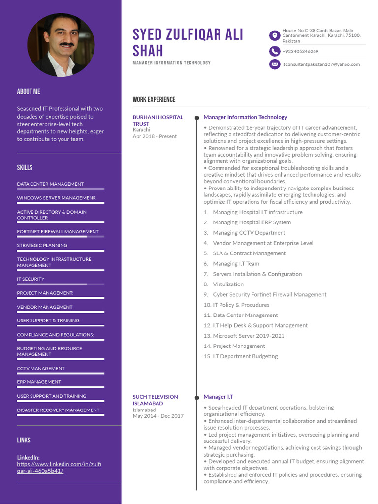 Zulfiqar CV Final A4 2024 | PDF | Information Technology Management ...