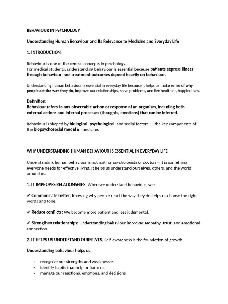 Behaviour in Psychology | PDF | Anxiety | Major Depressive Disorder