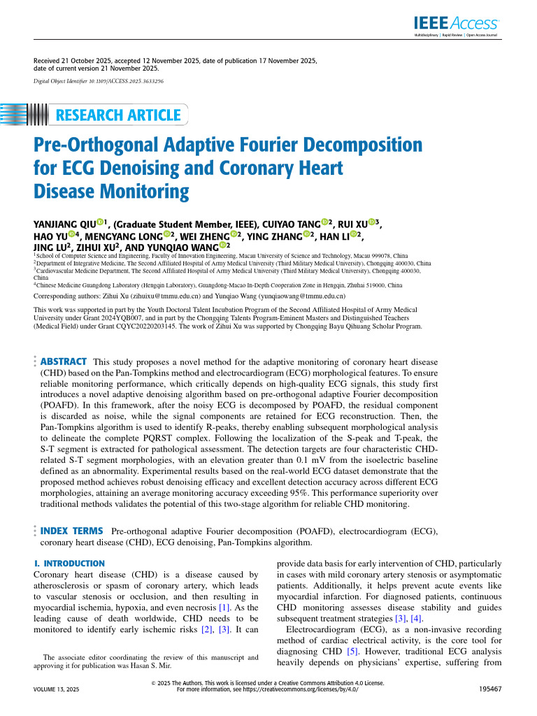 Pre-Orthogonal Adaptive Fourier Decomposition for ECG Denoising and ...