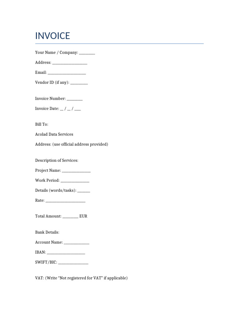 Acolad Invoice Template | PDF
