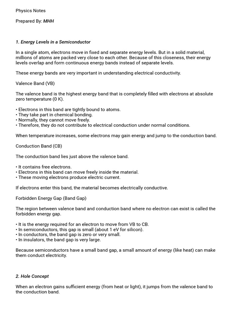 PHY Final Notes 2 :MHH | PDF | Semiconductors | Waves
