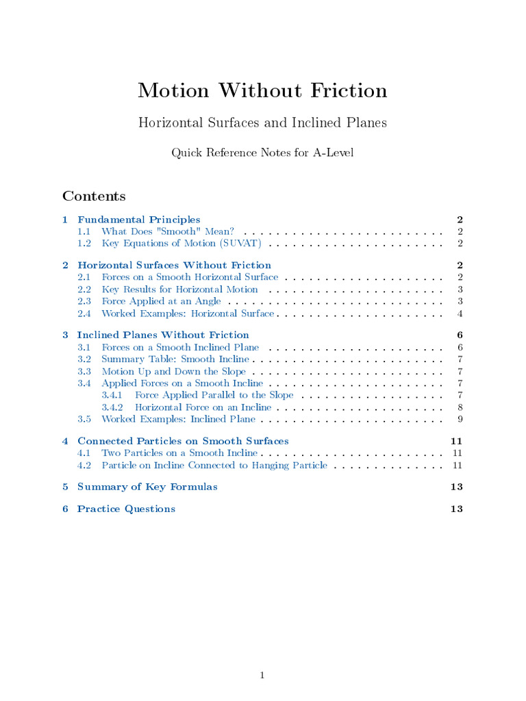 Motion_Without_Friction_Notes | PDF
