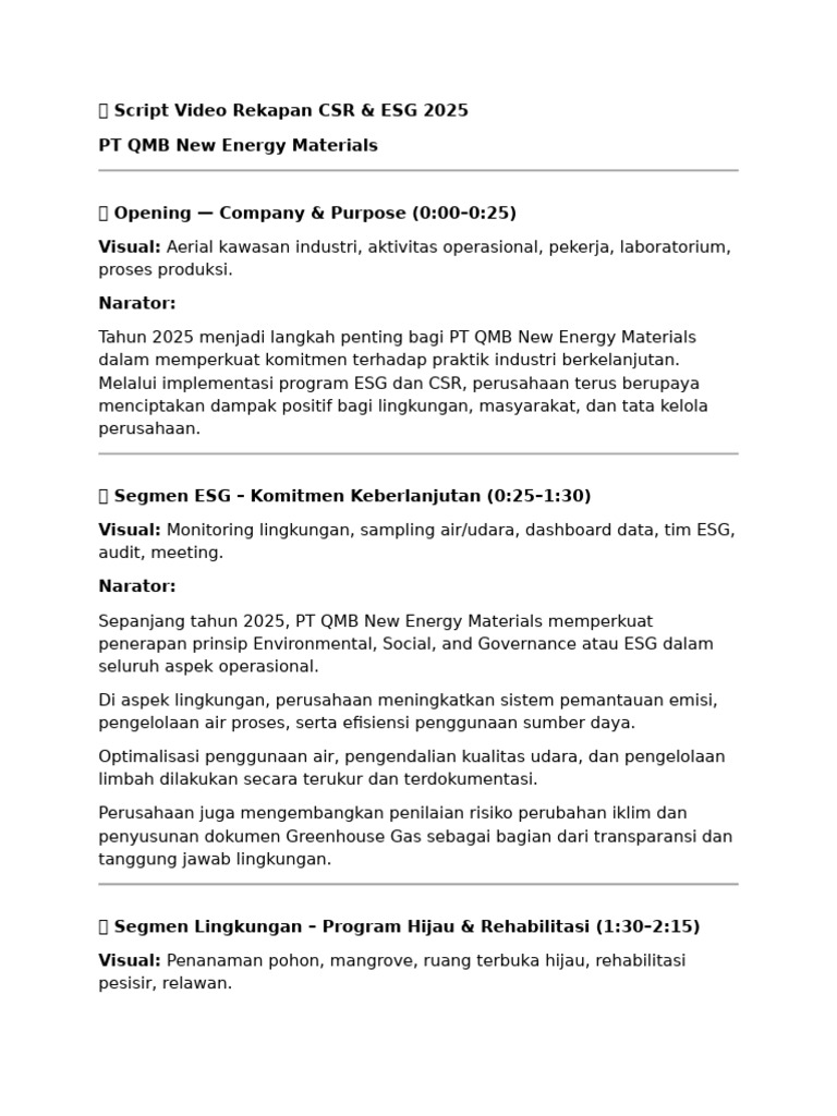 ? Script Video Rekapan CSR | PDF