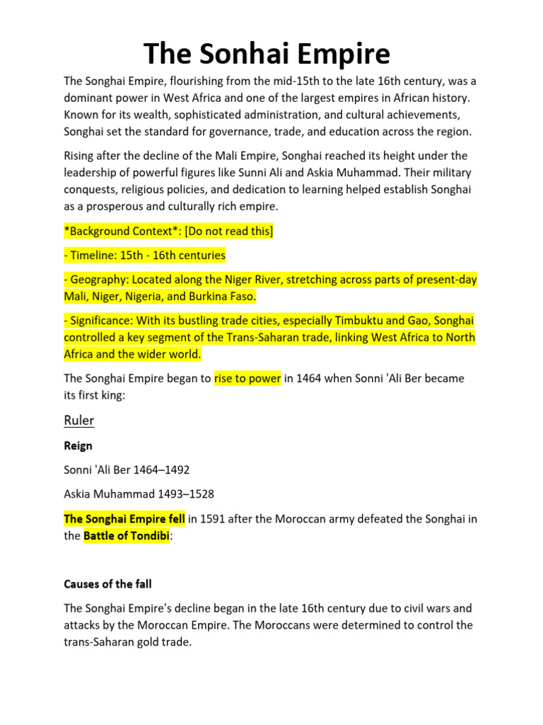 The Songhai Empire | PDF