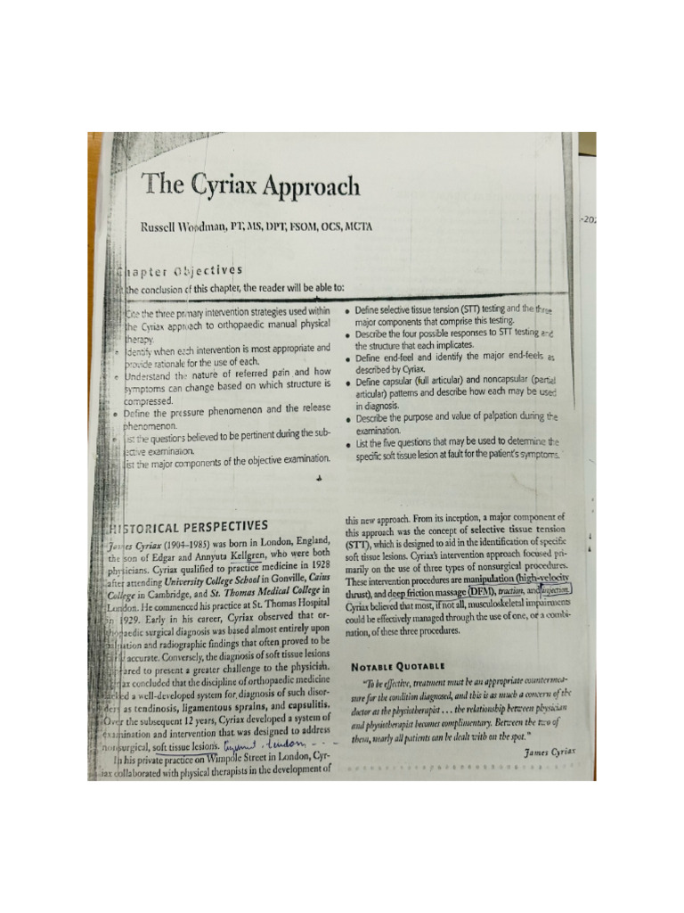 Cyriax Approach | PDF