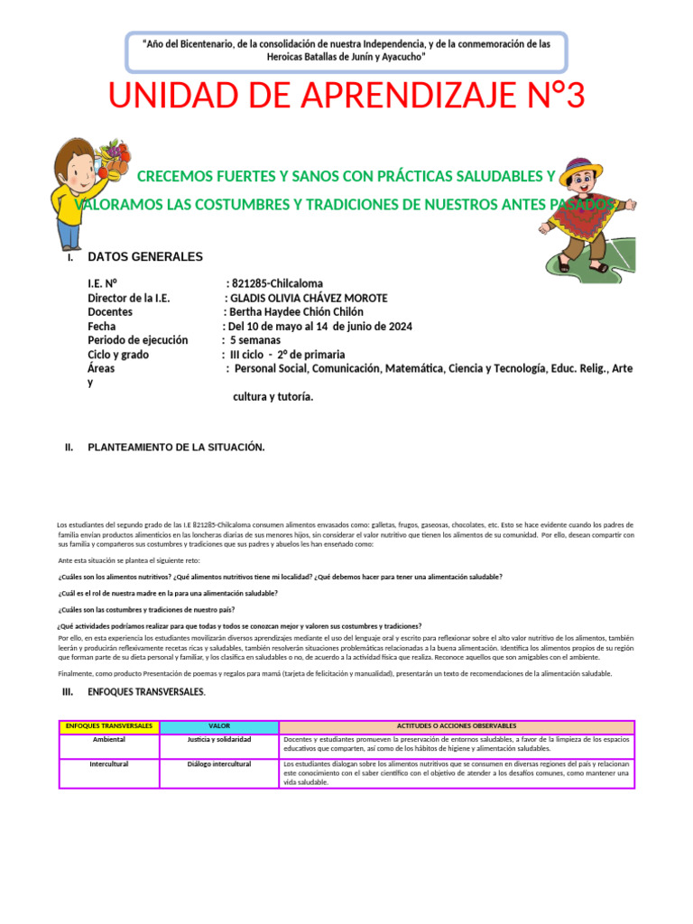 Unidad de Aprendizaje n 03 | PDF | Evaluación | Aprendizaje