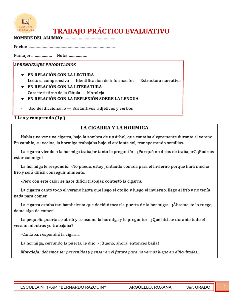 Trabajo Práctico Evaluativo Abril | PDF