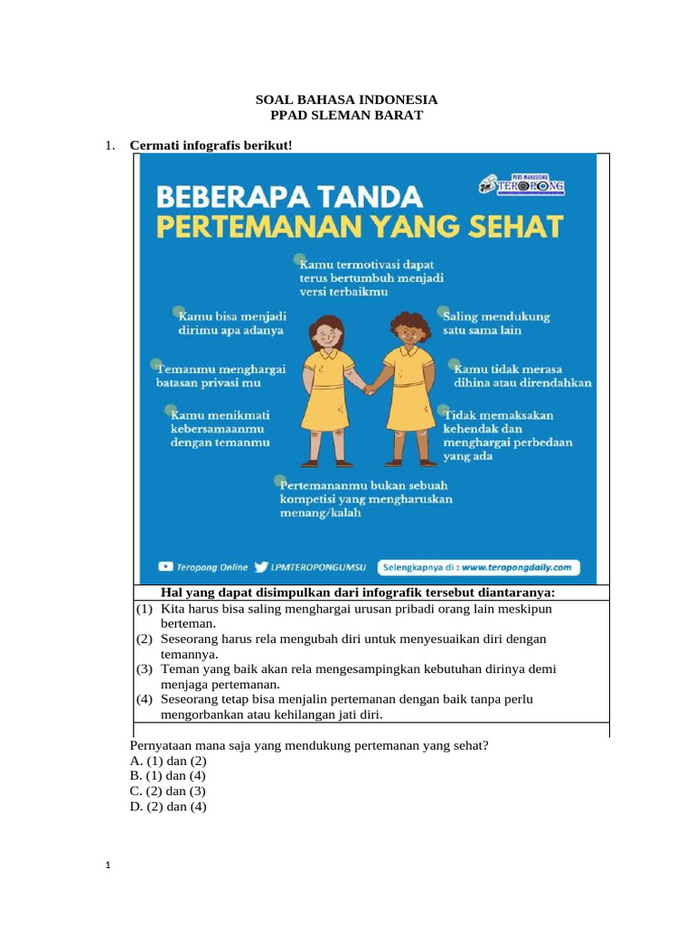 Soal b.indonesia Ppad Slm Barat | PDF