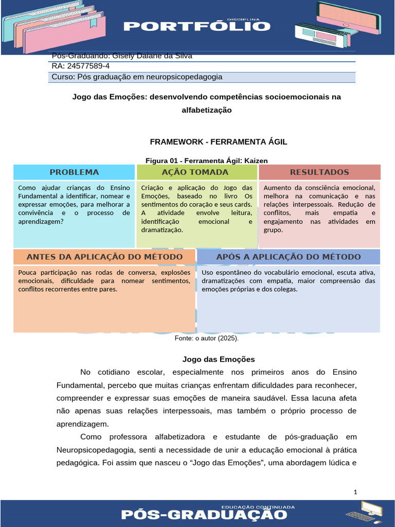 Portifólio Pós Graduação | PDF | Pedagogia | Emoções