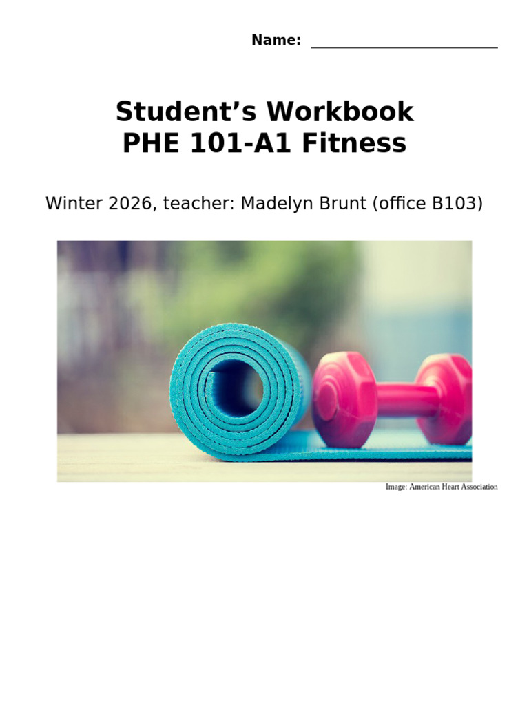 Workbook Fitness W2026 | PDF | Physical Fitness | Heart Rate