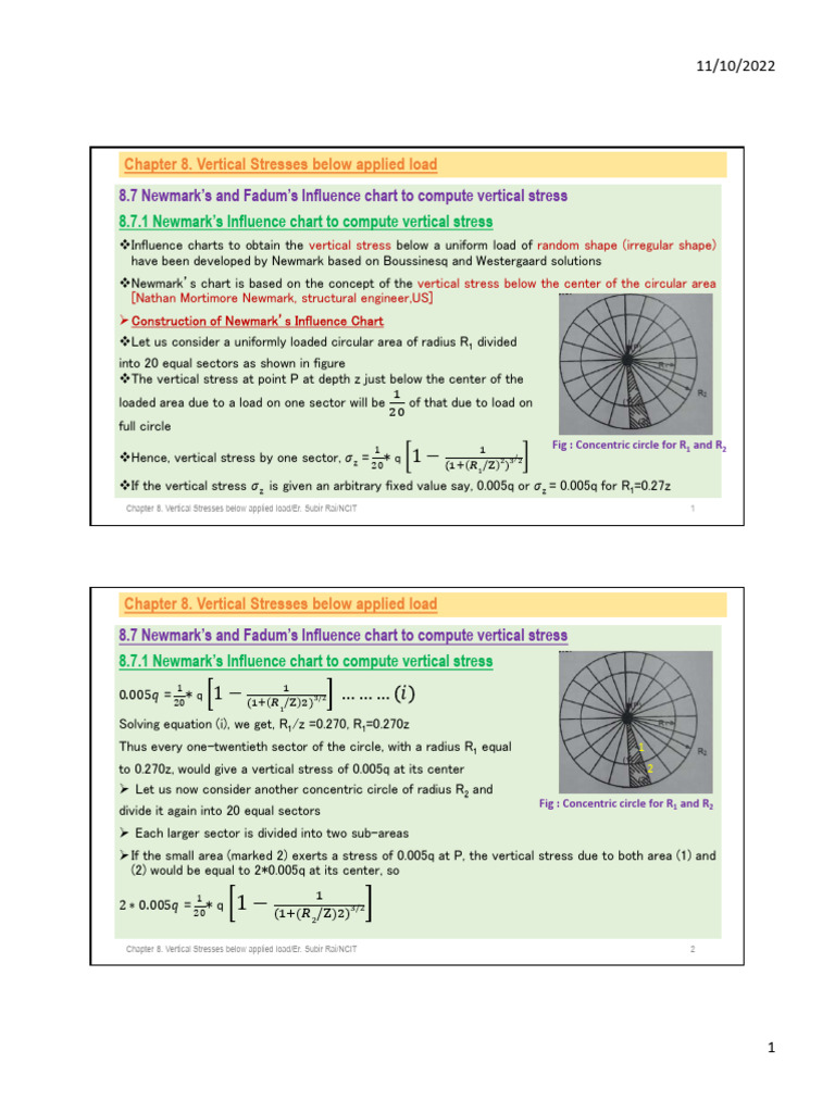 8.7 Newmarks's and Fadum's Chart | PDF | Bending | Stress (Mechanics)