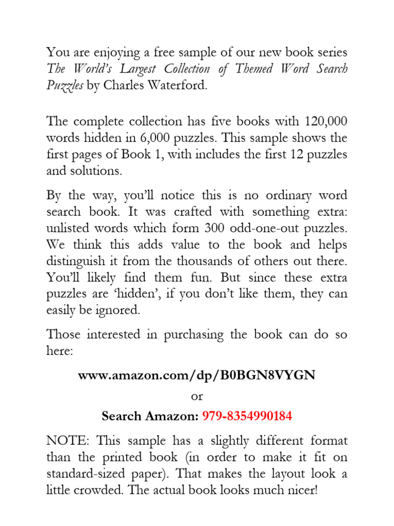 Book1 Sample | PDF | Word Search | Books