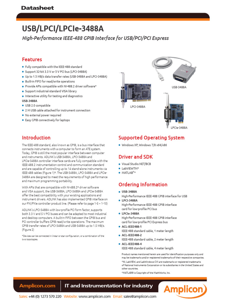 Adlink LPCI-3488A Datasheet | PDF | Usb | Computer Science