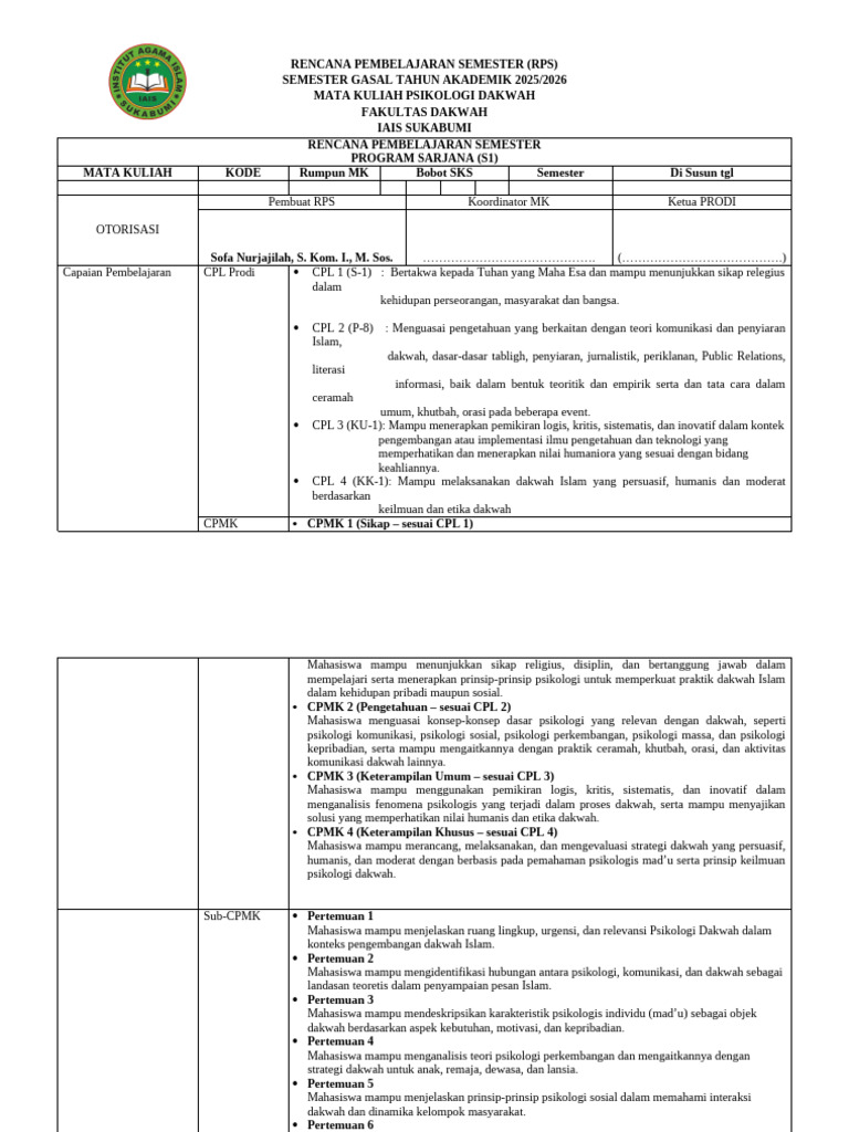 Template Rps Manajemen Investasi Iais Obe - Copy | PDF