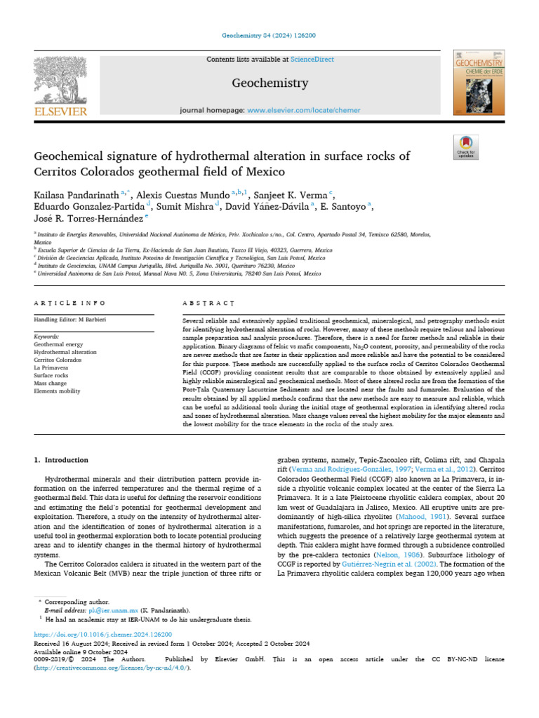 Geochemical Signature of Hydrothermal Alteration in Surface Rocks | PDF ...