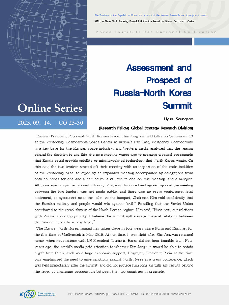 CO23-30_영문 최종본 | PDF | World Politics | North Korea