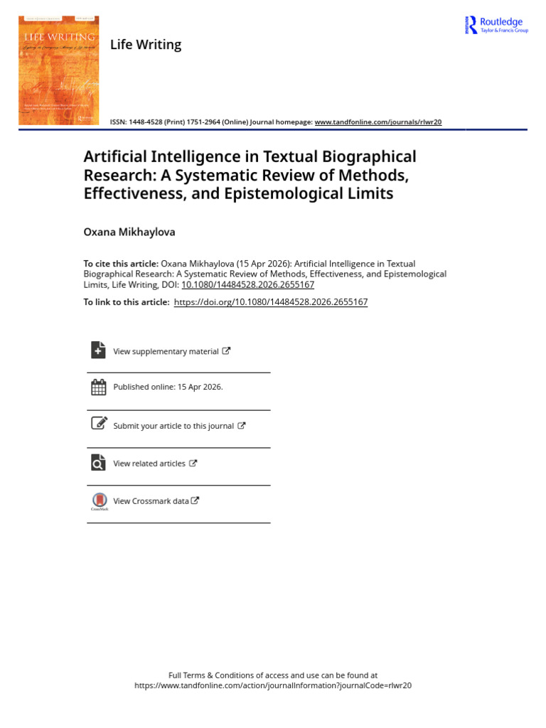 Artificial Intelligence in Textual Biographical Research: A ...