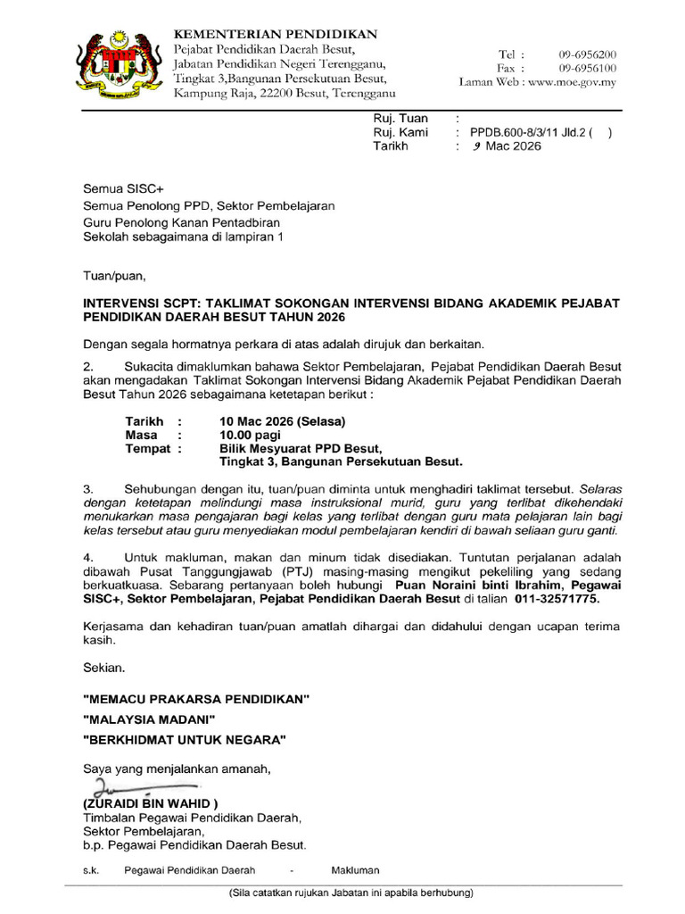 Intervensi Scpt_ Taklimat Sokongan Intervensi Bidang Akademik Pejabat ...