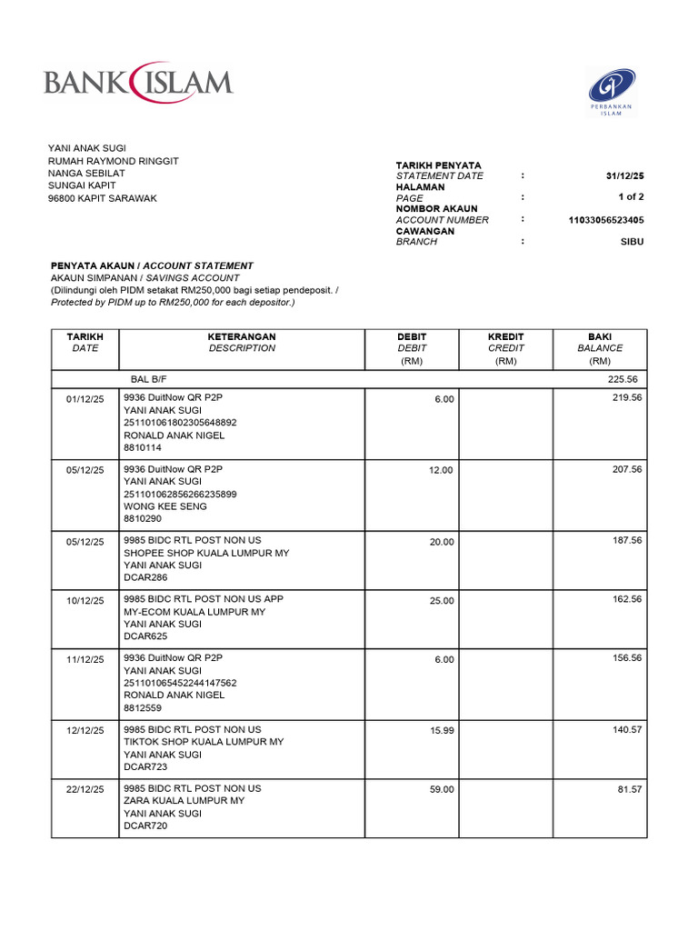 Bank Islam EStatement_11033056523405 | PDF