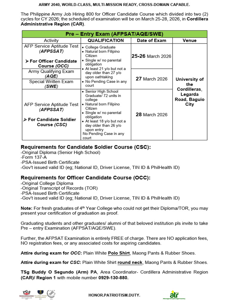 Final Posting- Pre-Entry Exam in Benguet- 25-28 March26 | PDF ...