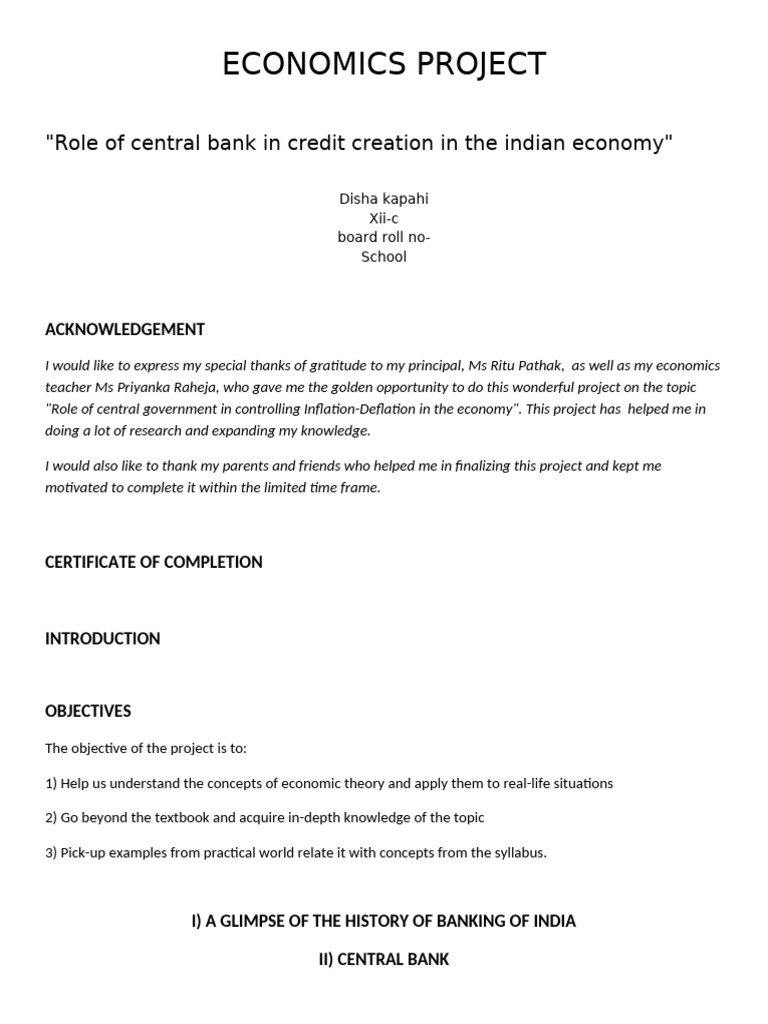 Economics Project | PDF | Inflation | Deflation