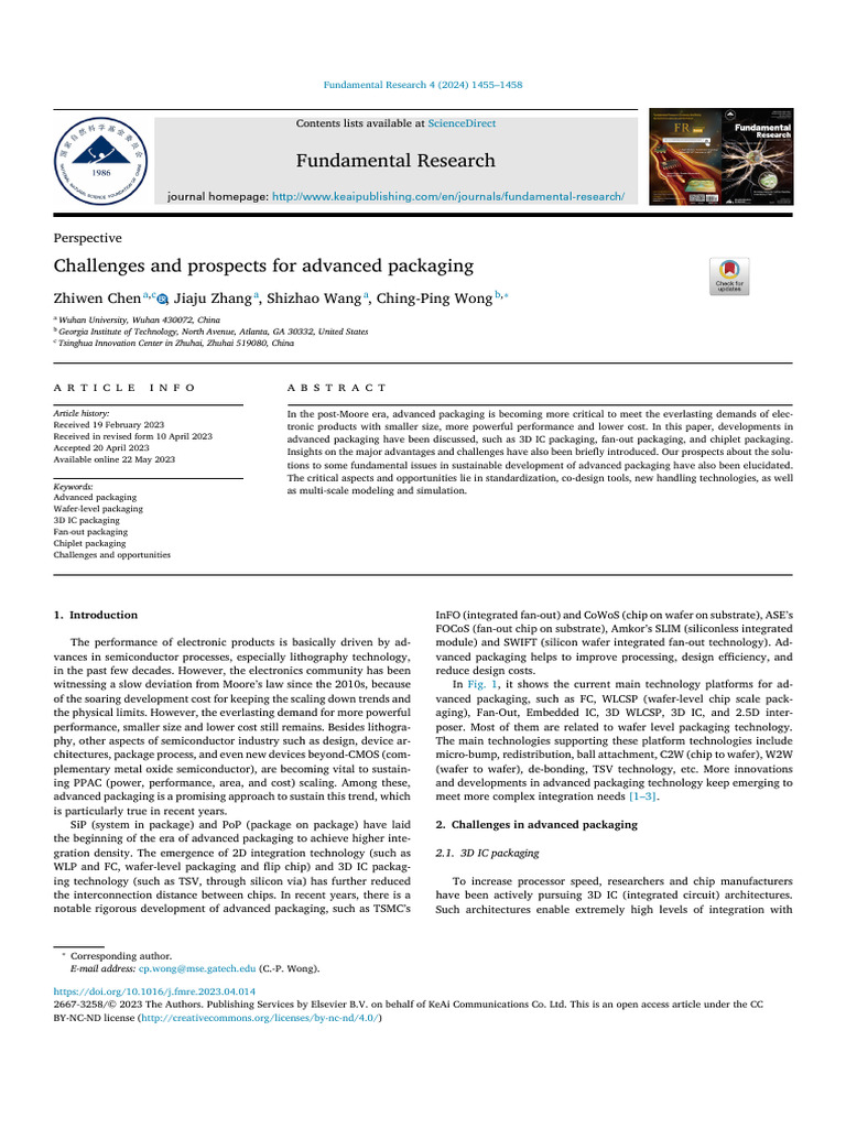 Challeneges and Propects in Advanced Packaging | PDF | Integrated ...