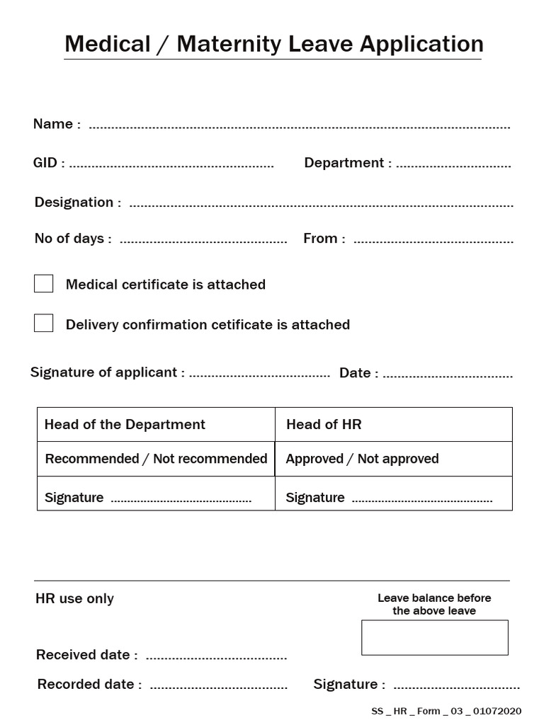 Medical Leave Application Form | PDF