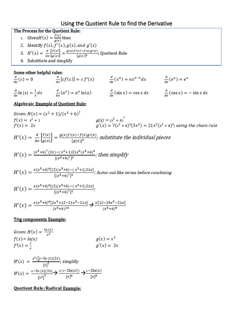 Quotient Rule Derivatives 260402 081340 | PDF | Chess Theory | Chess