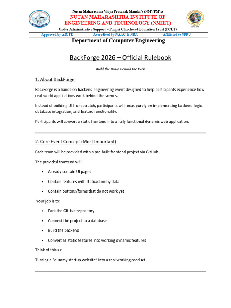 BackForge RuleBook | PDF | Software Engineering | Software Development
