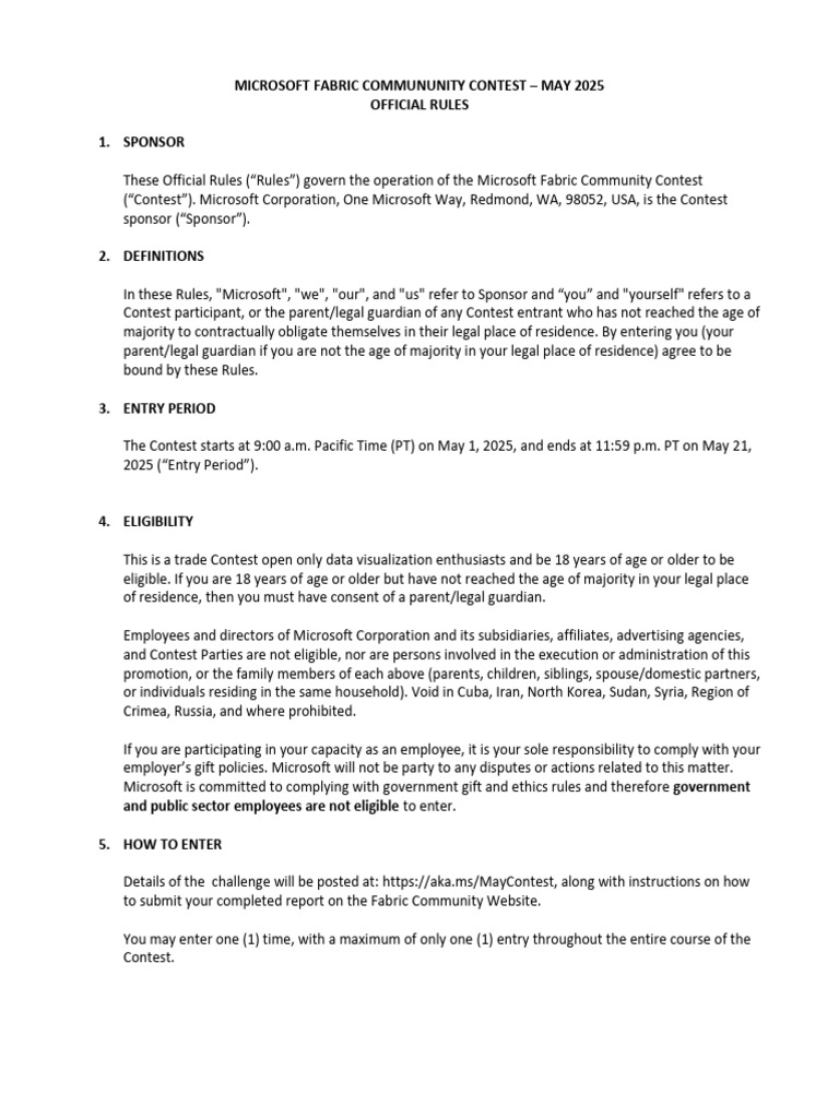 Contest Official Rules | PDF | Legal Liability | Justice