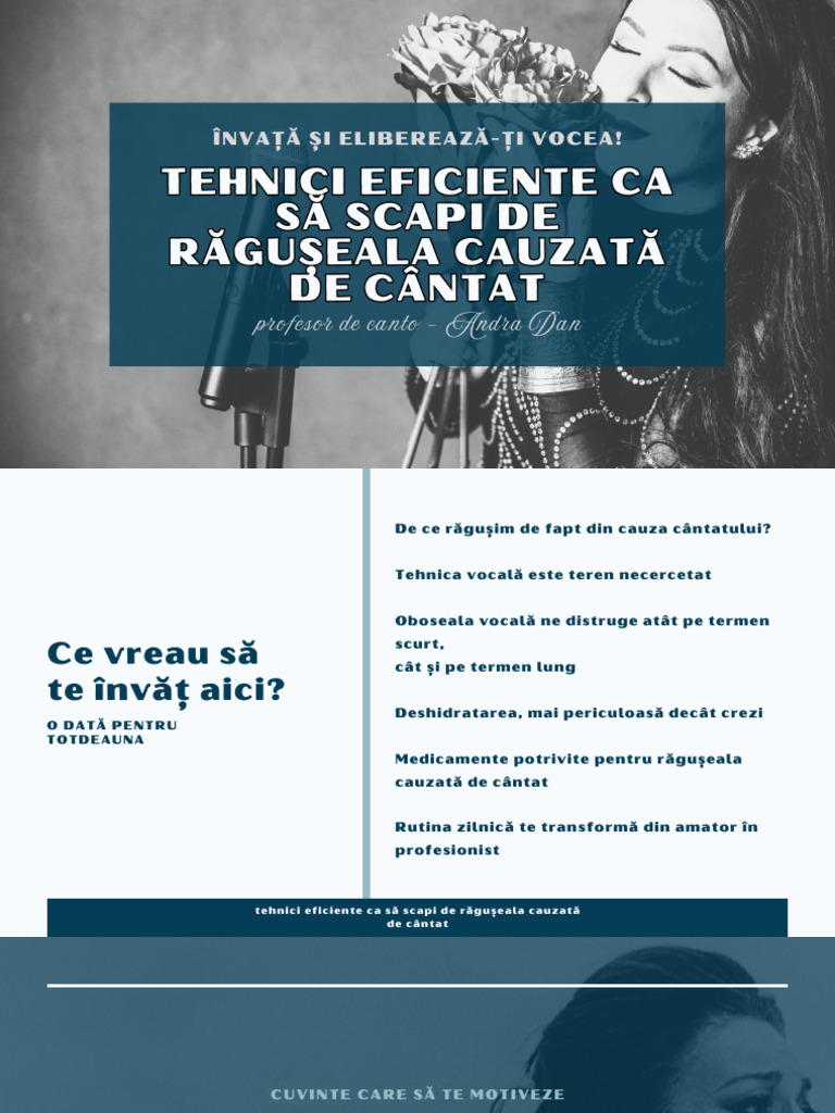 Tehnici Eficiente Pentru a Scapa de Raguseala Cauzata de Cantat | PDF