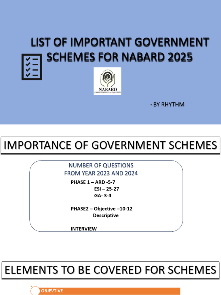 list of important govermnent schemes for nabard pdf | PDF | Economy Of ...