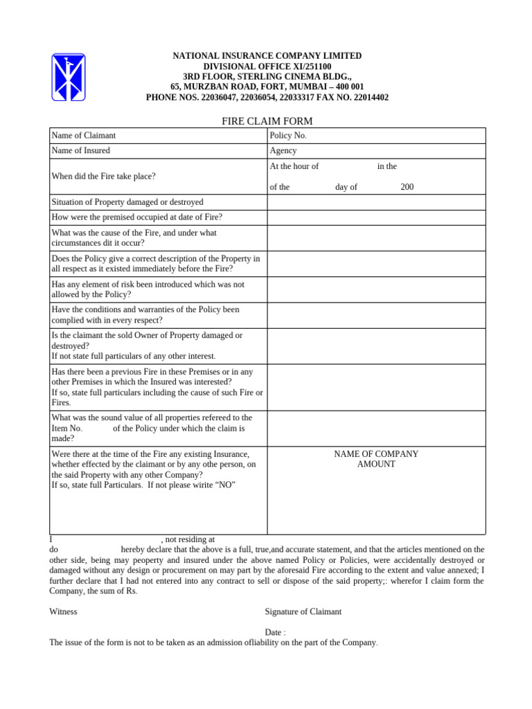 Fire Claim Form | PDF | Depreciation
