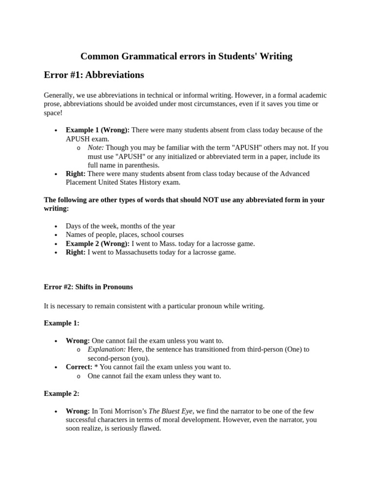 Common Grammatical Errors in Writing (2) | PDF | Linguistics | Semantics
