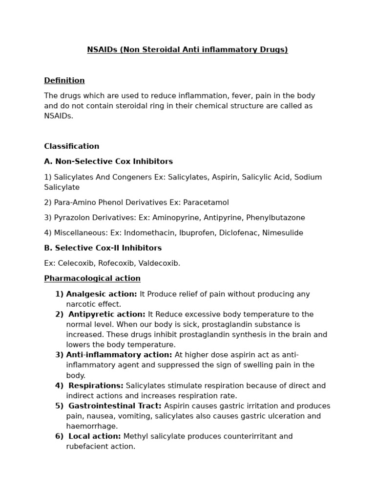NSAIDs | PDF | Nonsteroidal Anti Inflammatory Drug | Aspirin