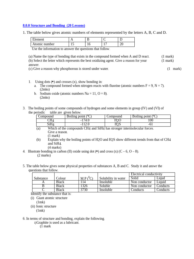 Structure and Bonding | PDF | Chemical Compounds | Chemical Bond