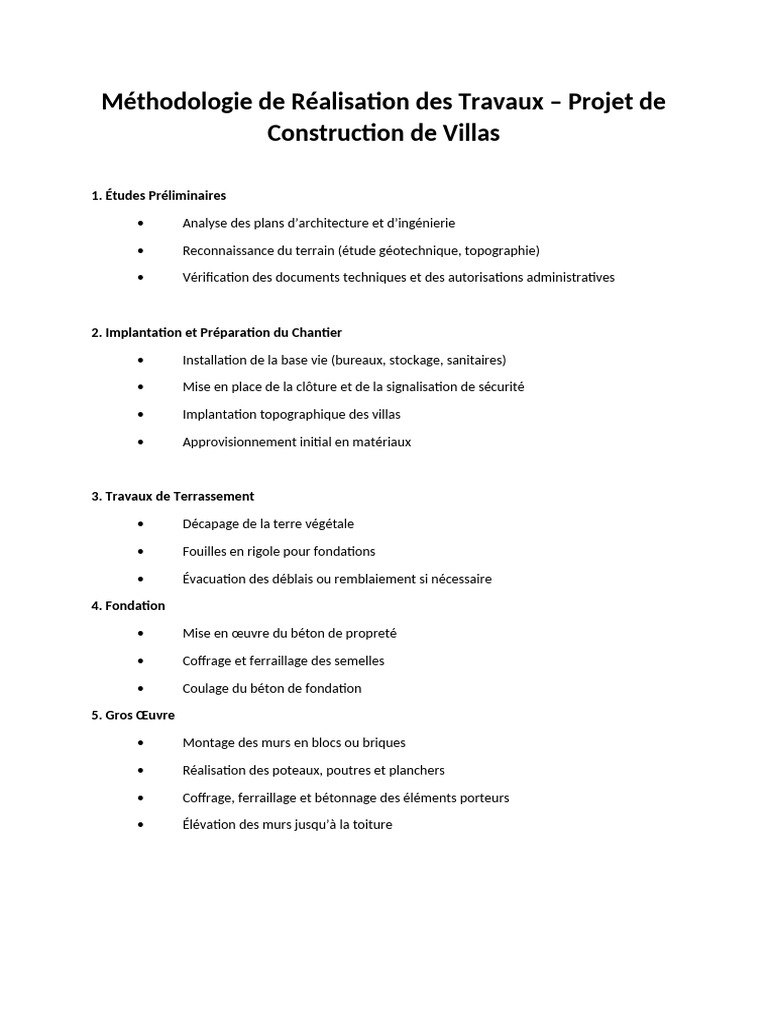 Méthodologie de Réalisation des Travaux | PDF