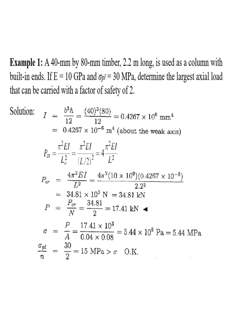 Buckling of Columns Example | PDF | Buckling | Column