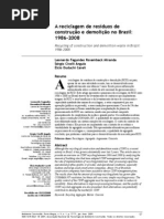1º A reciclagem de resíduos de construção e demolição no Brasil 1986-2008 (Panorama dos RCD’s  no Brasil)