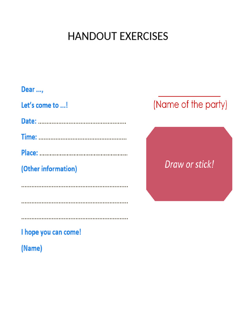 Handout Exercises for Flyers Writing | PDF
