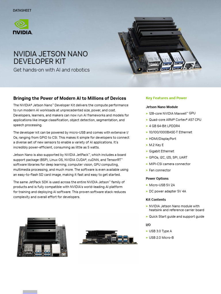 Jetson Nano Developer Kit Datasheet Web | PDF