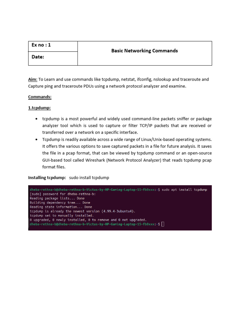 Ex 1 | PDF | Ip Address | Computer Network